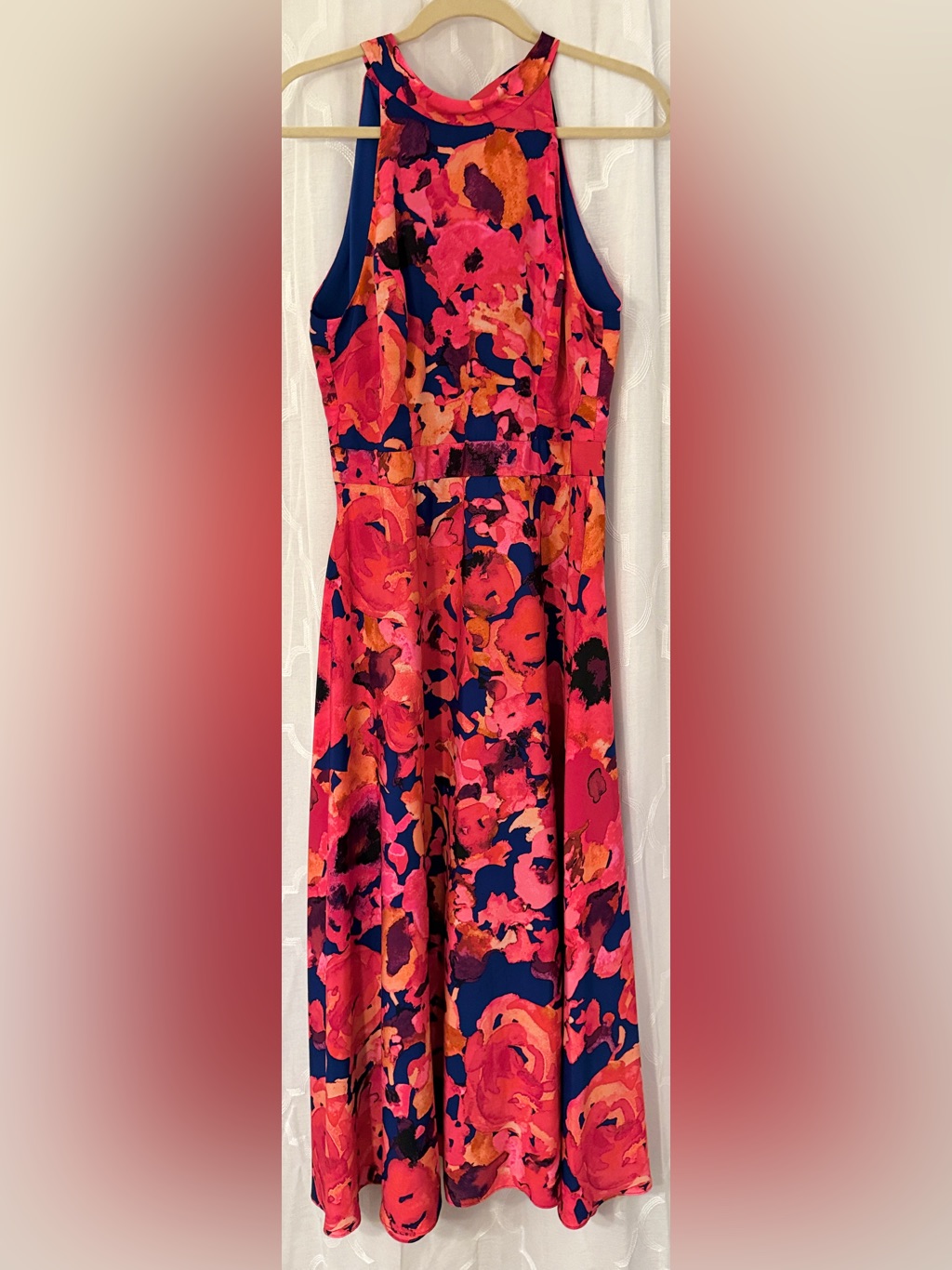 Tahari Arthur S. Levine Watercolor Floral Halter Maxi Dress Size 8